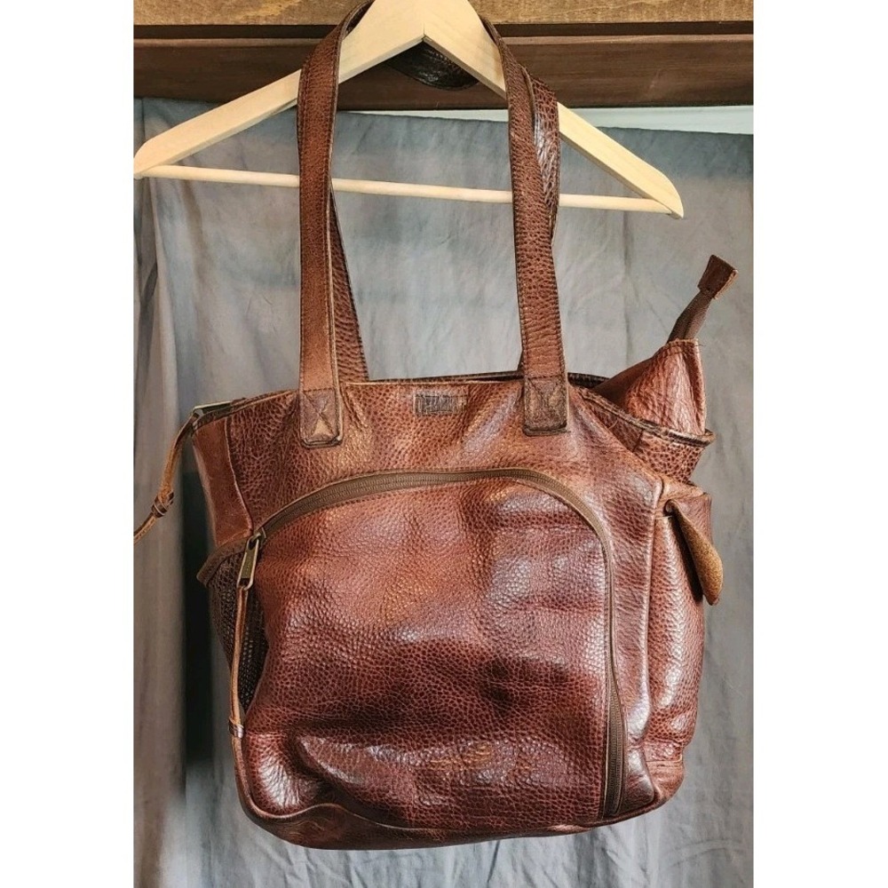 Duluth Trading Co. Lifetime Leather Large Brown Pebbled Tote Bag Double Strap Ra